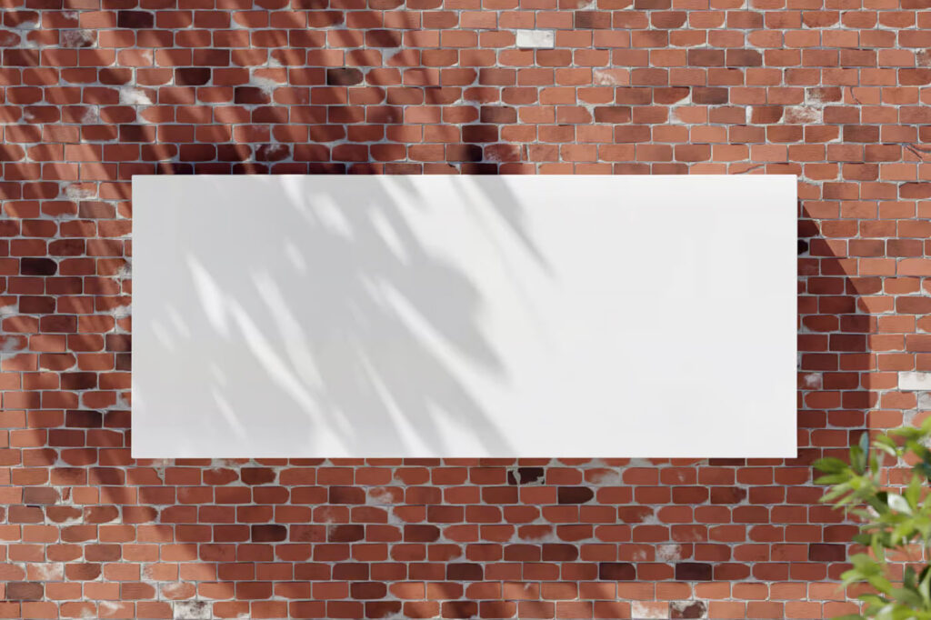 Front Sight of Billboard Mockup on Brick Wall