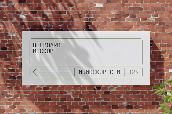 Front Sight of Billboard Mockup on Brick Wall