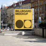 Front Sight of Billboard Mockup on Street
