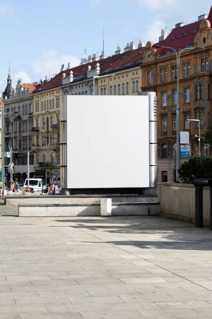 Front Sight of Billboard Mockup on Street