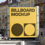 Front Sight of Billboard Mockup on Street