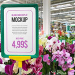 Front Sight of Blank Sign Display Mockup