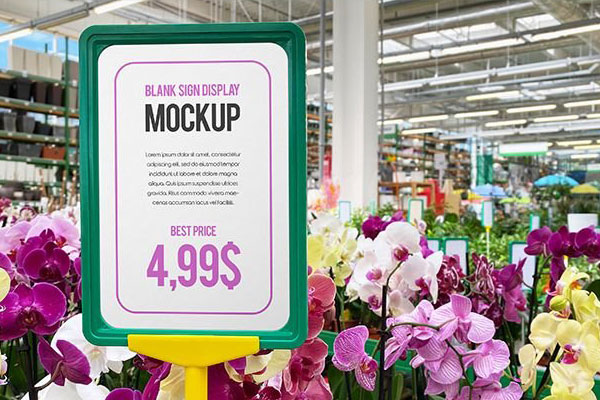 Front Sight of Blank Sign Display Mockup