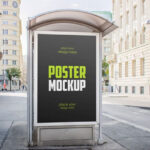 Front Sight of Bus Stop Poster Mockup