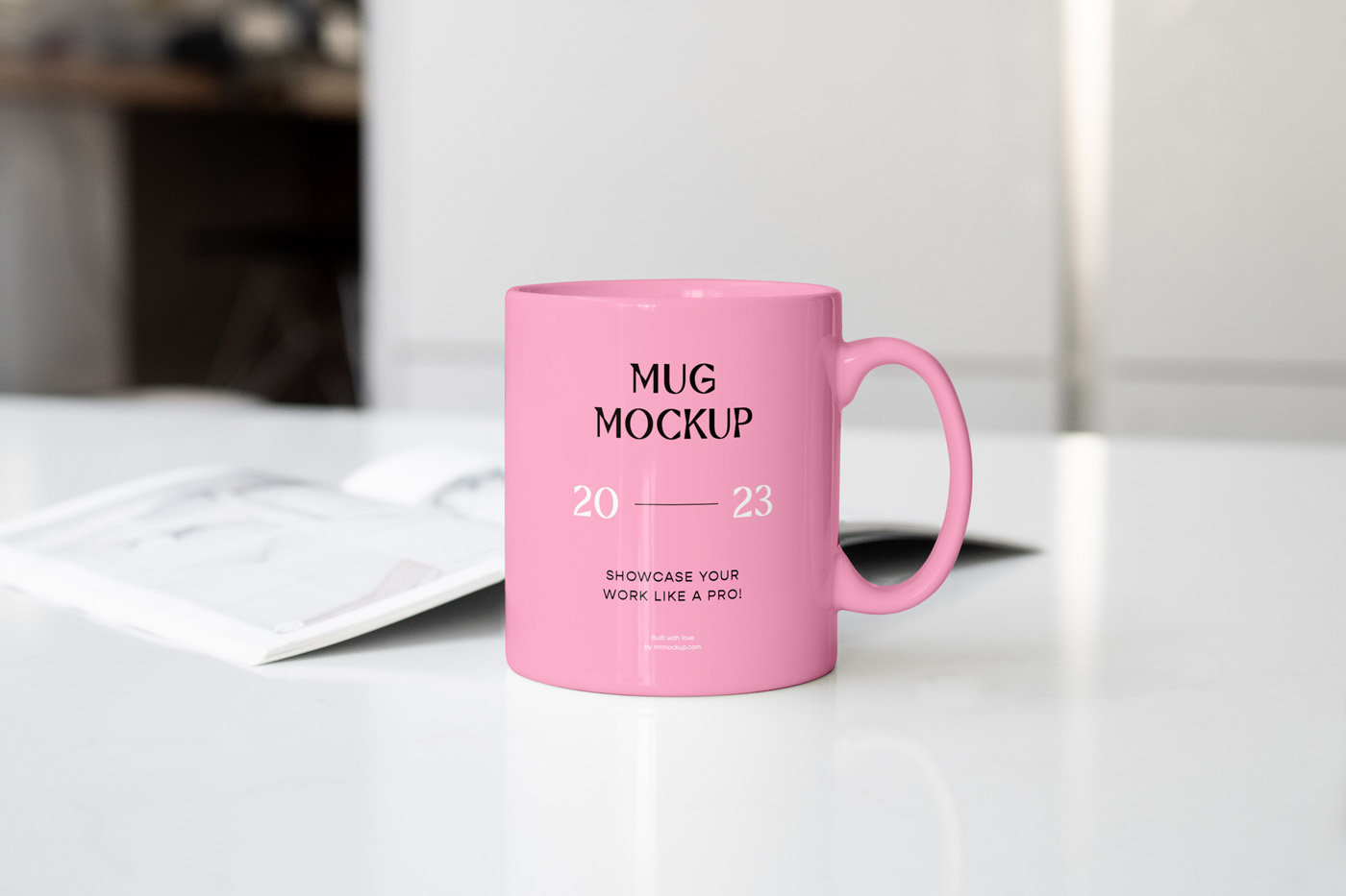 Front Sight of Ceramic Mug Mockup on Desk FREE PSD