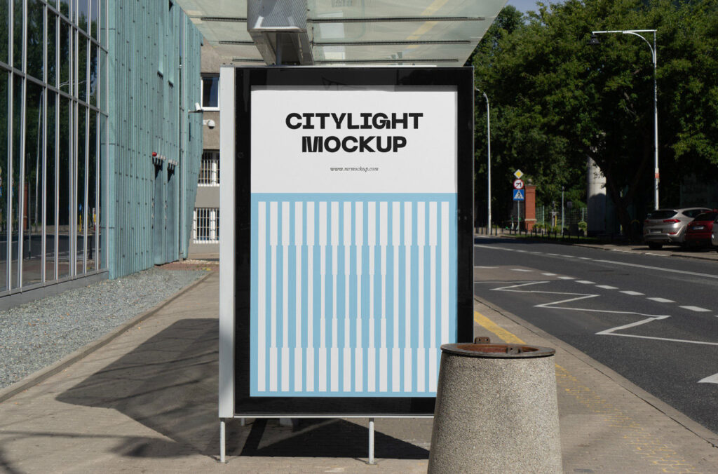 Front Sight of Citylight Mockup on Bus Stop