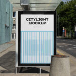 Front Sight of Citylight Mockup on Bus Stop