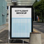 Front Sight of Citylight Mockup on Bus Stop