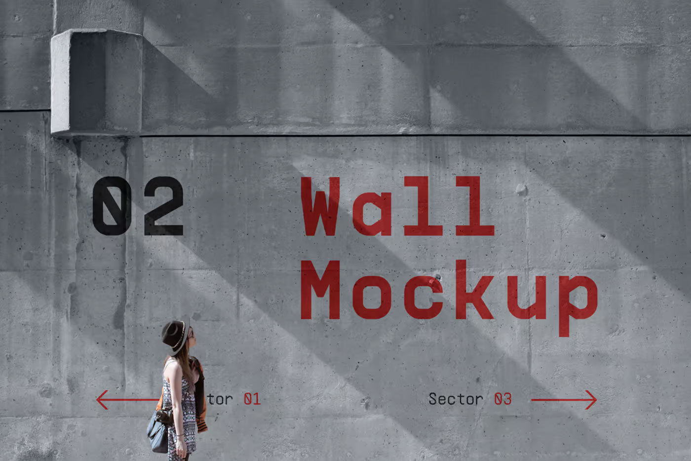 Free Front Sight of Concrete Wall Mockup PSD Template