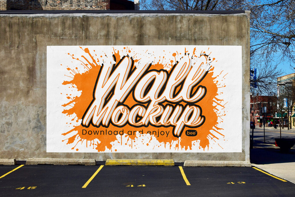 Front Sight of Concrete Wall Spot Mockup