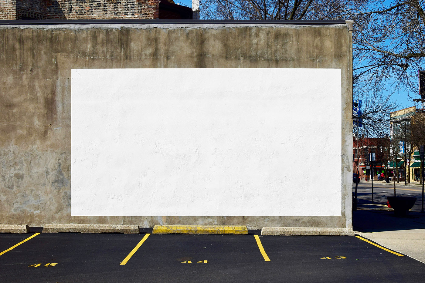 Free Front Sight of Concrete Wall Spot Mockup PSD Template