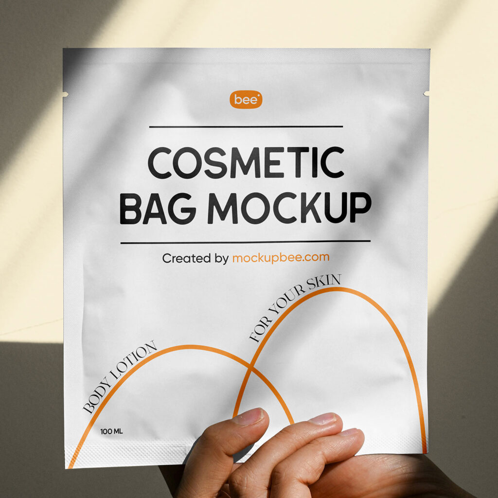 Front sight of Cosmetic Packaging Sachet Mockup