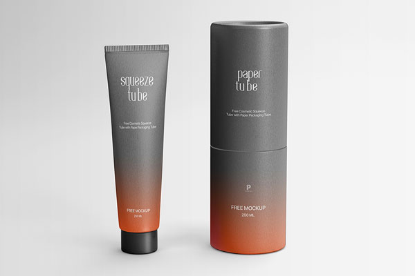 Front Sight of Cosmetic Squeeze Tube with Paper Packaging Mockup