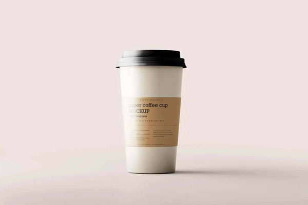 Front Sight of Disposable Paper Coffee Cup Mockup