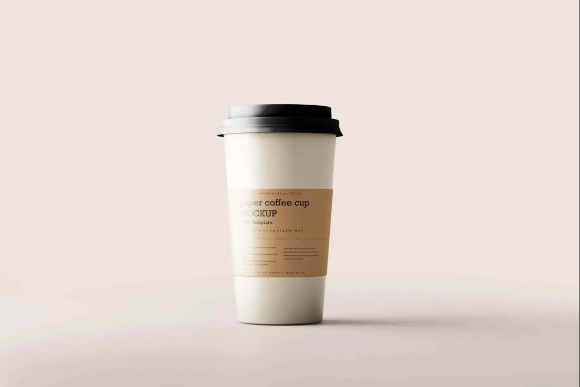 Front Sight of Disposable Paper Coffee Cup Mockup FREE PSD