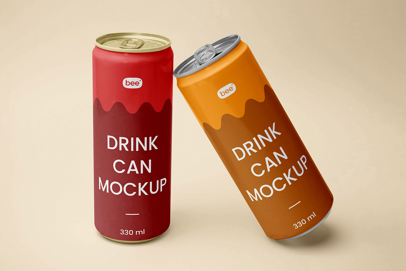 Free Front Sight of Double Aluminum Cans Mockup PSD Template