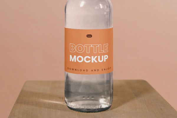 Front Sight of Drink Glass Bottle Mockup with Label