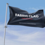 Front Sight of Fabric Flag Mockup in Sky