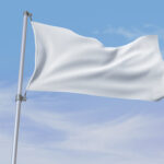 Front Sight of Fabric Flag Mockup in Sky