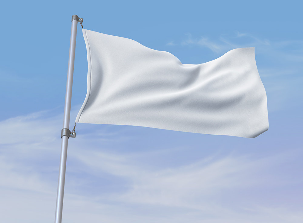 Front Sight of Fabric Flag Mockup in Sky
