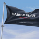 Front Sight of Fabric Flag Mockup in Sky