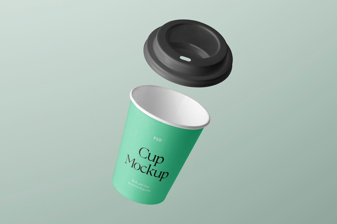 Free Front Sight of Floating Coffee Cup Mockup with Lid PSD Template