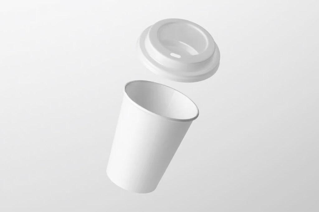 Front Sight of Floating Coffee Cup Mockup with Lid