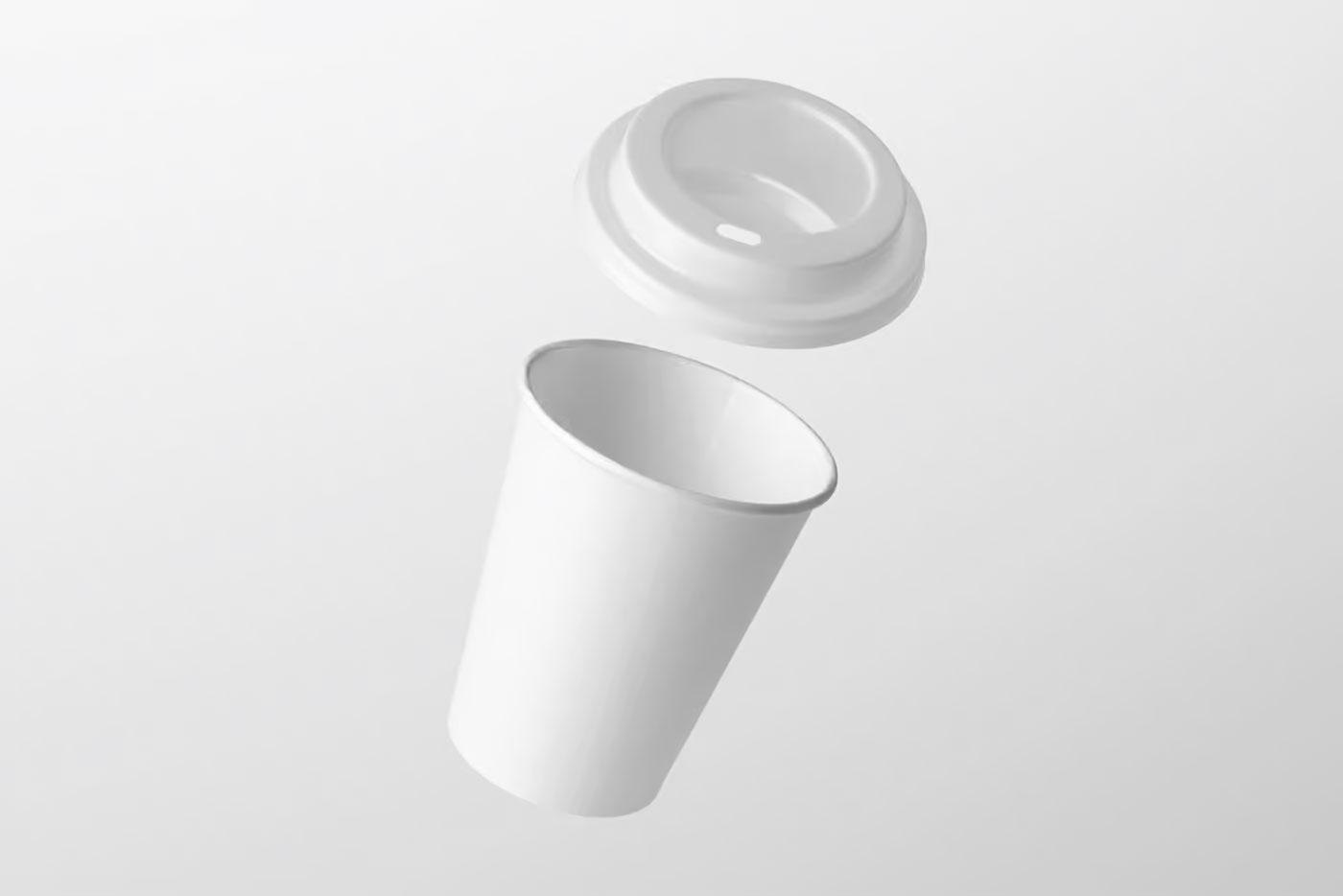 Free Front Sight of Floating Coffee Cup Mockup with Lid PSD Template