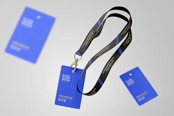 Front Sight of Floating Employee ID Card Holders Mockup