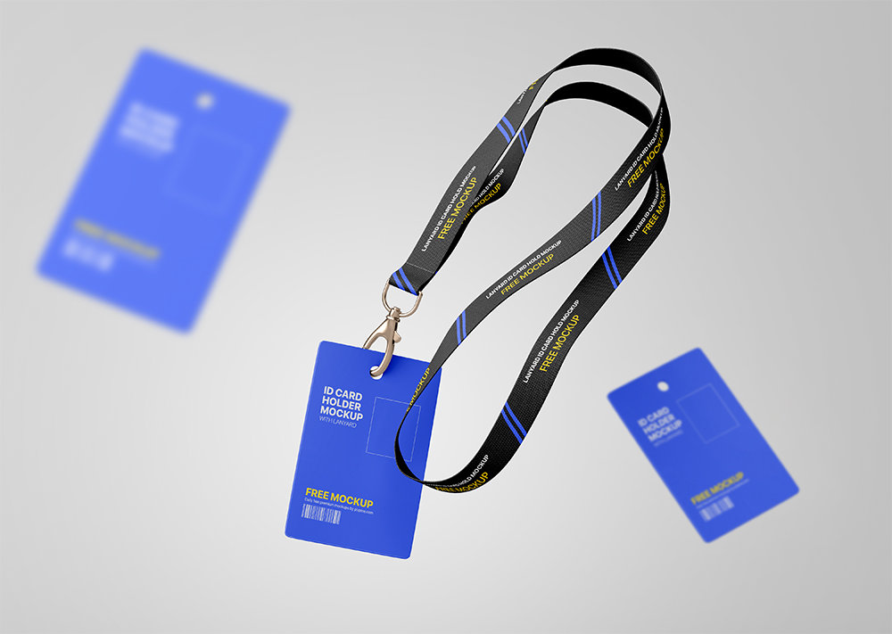 Front Sight of Floating Employee ID Card Holders Mockup