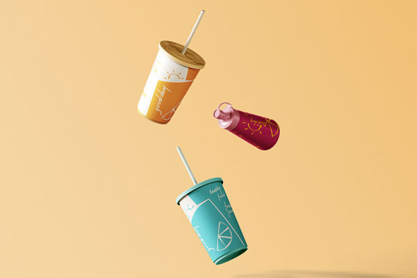 Front Sight of Floating Restaurant Items Branding Mockup