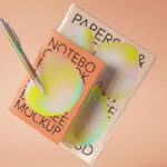 Front Sight of Floating Stationery Mockup with Pen