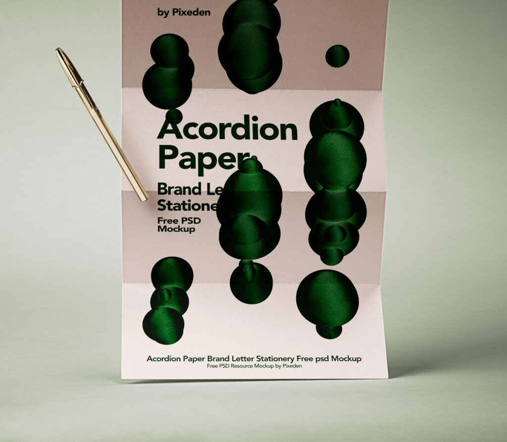 Front Sight of Folded Paper Mockup with Pen