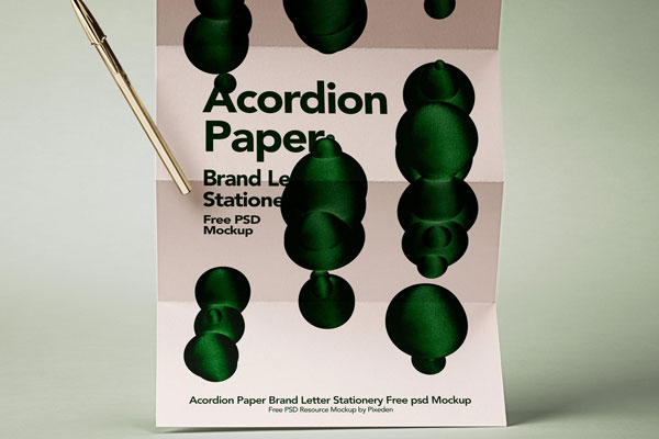 Front Sight of Folded Paper Mockup with Pen