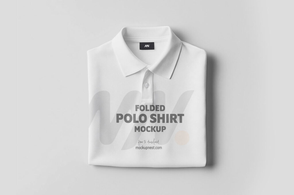 Front Sight of Folded Polo Shirt Mockup