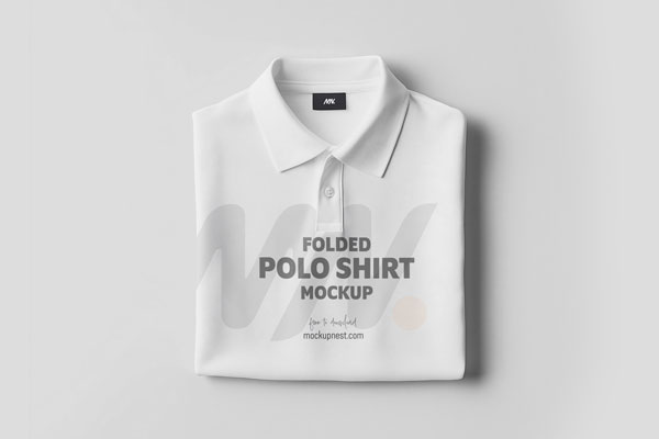 Front Sight of Folded Polo Shirt Mockup