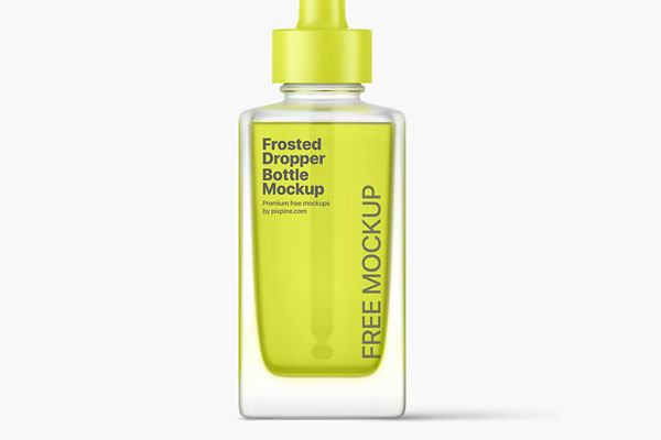 Front Sight of Frosted Square Dropper Bottle Mockup