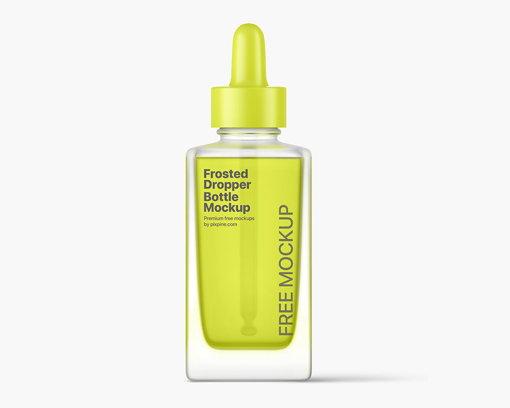 Front Sight of Frosted Square Dropper Bottle Mockup