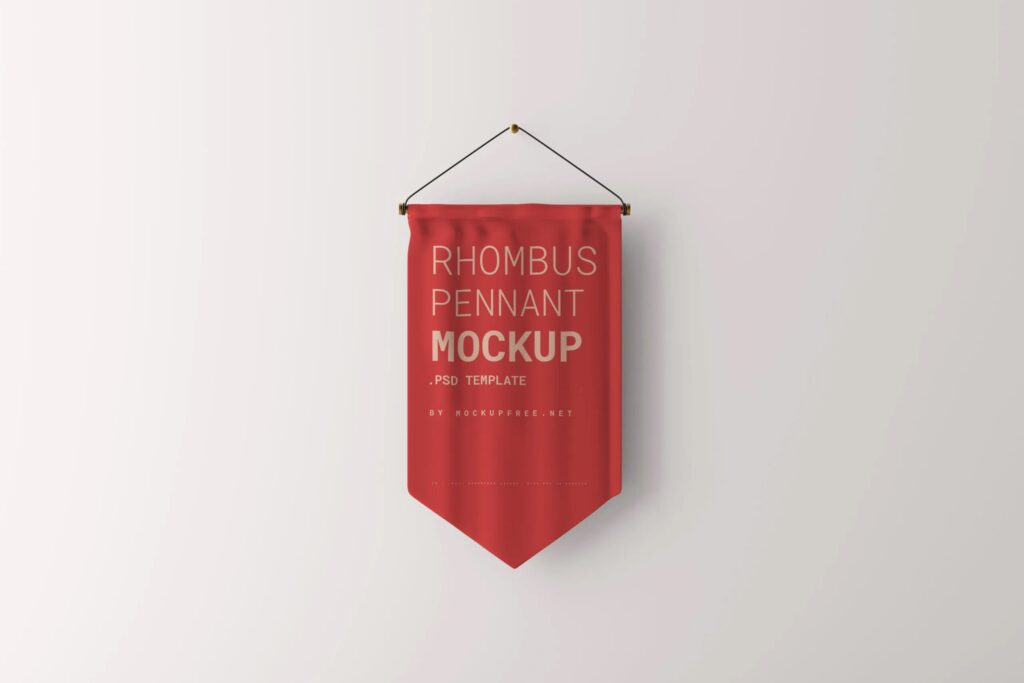 Front Sight of Hanging Rhombus Pennant Mockup