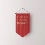 Front Sight of Hanging Rhombus Pennant Mockup
