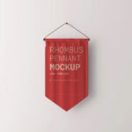 Front Sight of Hanging Rhombus Pennant Mockup