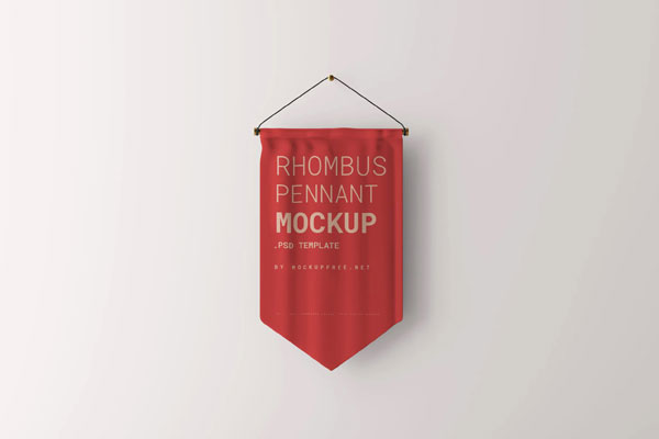 Front Sight of Hanging Rhombus Pennant Mockup