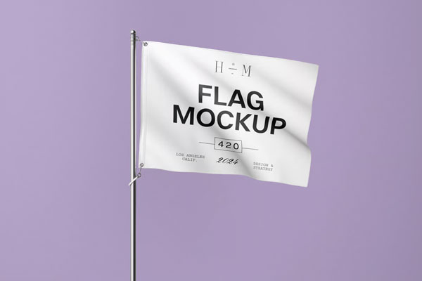 Front Sight of Horizontal Flag Mockup on Pole