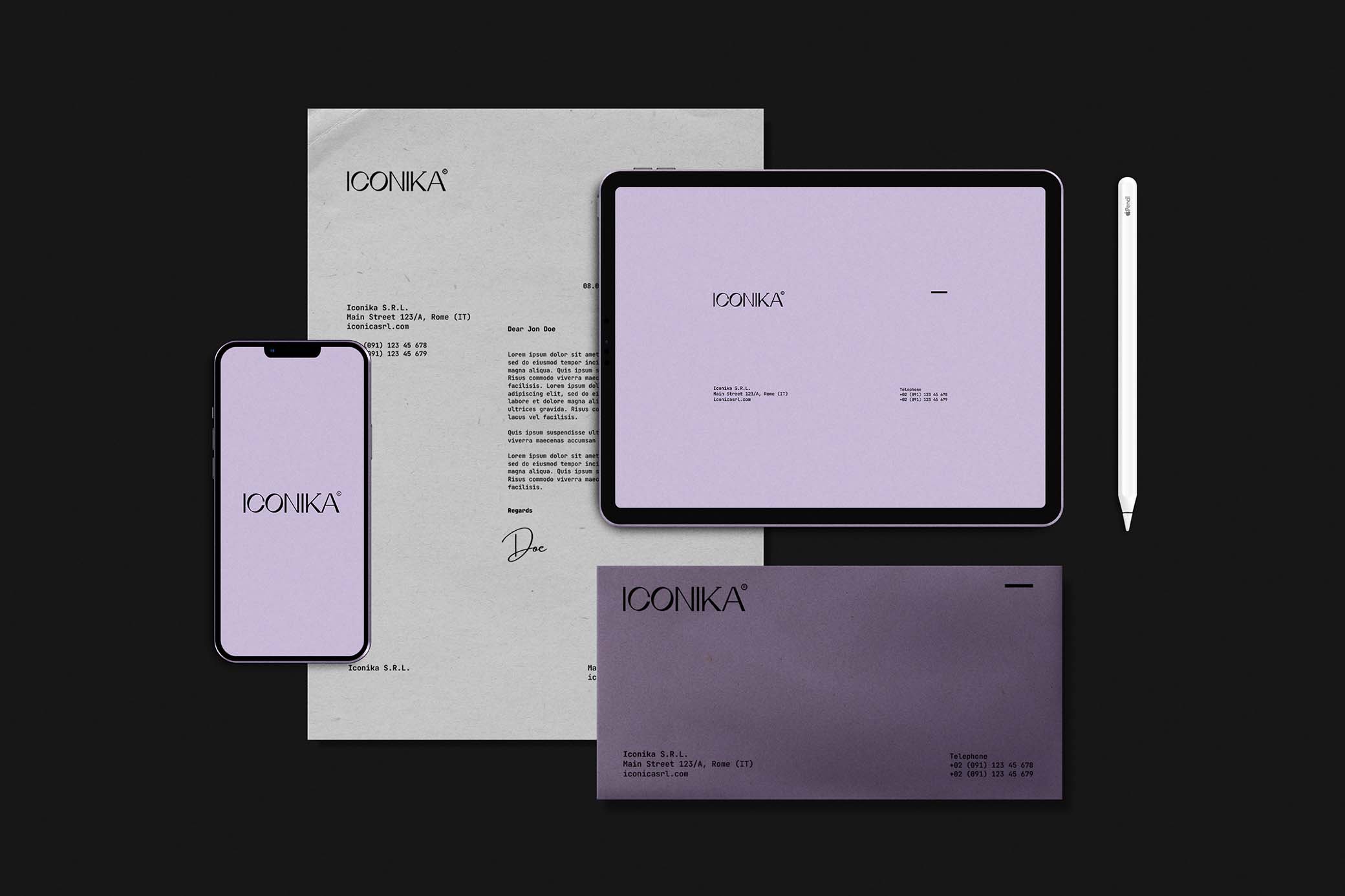 Front Sight of Iconika Branding Mockup FREE PSD