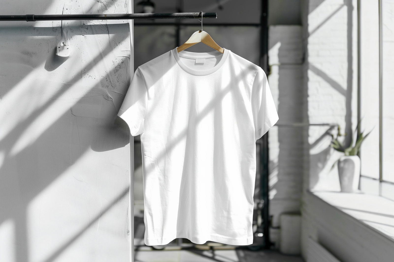 Free Front Sight of Indoor Light Hanging T-Shirt Mockup PSD Template