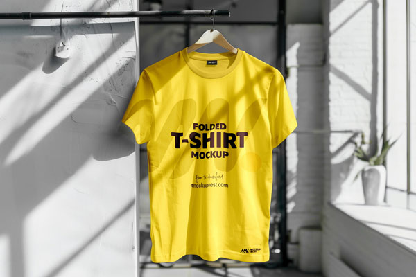 Front Sight of Indoor Light Hanging T-Shirt Mockup