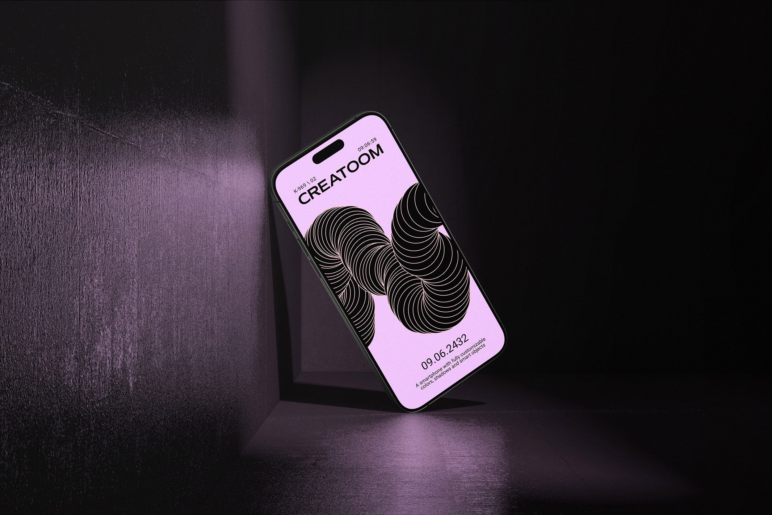 Free Front Sight of iPhone 15 Pro Mockup on Concrete PSD Template