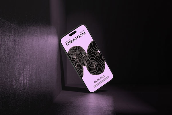 Front Sight of iPhone 15 Pro Mockup on Concrete