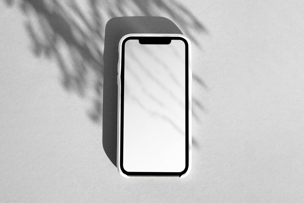 Front Sight of iPhone Mockup in Shadow