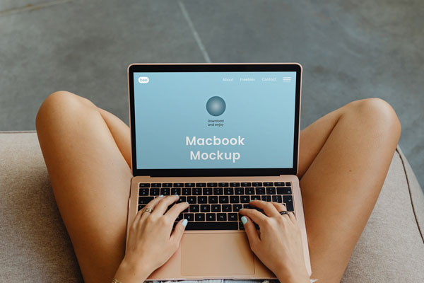 Front Sight of MacBook Mockup on Legs